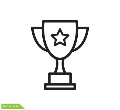 Trophy icon vector logo template flat trendy