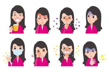 体調不良の女性のイラスト 病気の予防 Allergy Wall Mural Aller Keko Ka