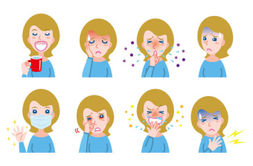 体調不良の女性のイラスト