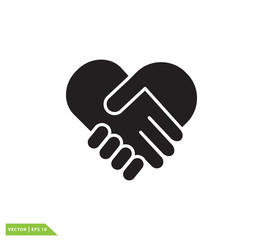 Hand shake and love icon vector logo design template