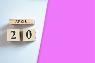 April 20, Empty white - Pink background.