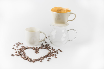 Coffee drip set on white background.