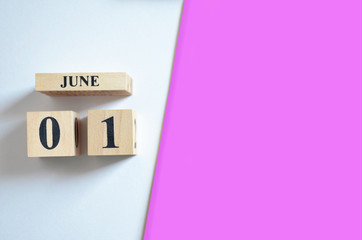 June 1, Empty white - Pink background.