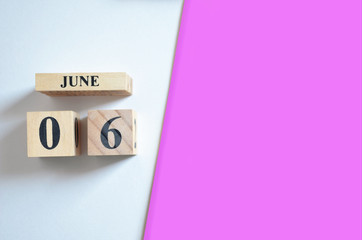 June 6, Empty white - Pink background.