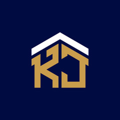 Initial Letters KJ House Logo Design