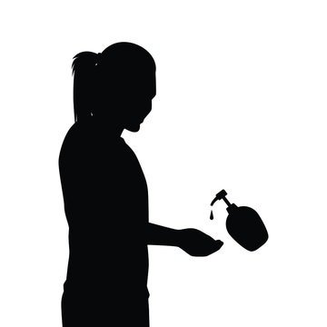 recommend clip art: People are washing hand with alcohol silhouette vector