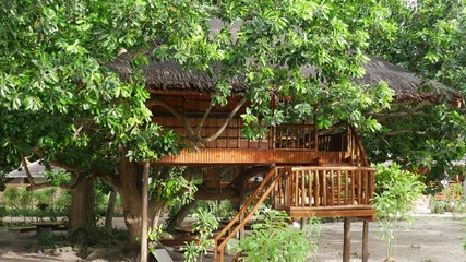 Bamboo house in tropical garden at Siquijor Island, Philippines