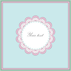 Set of two round and square frames with space for text, scrapbook style, light blue background, vector illustration