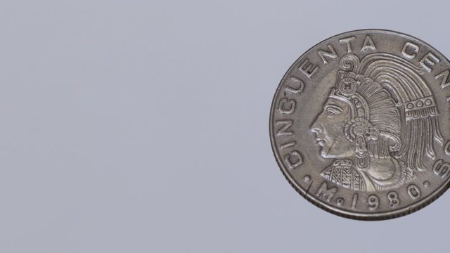Cuauhtemoc in Old 50 cent coin from Mexico