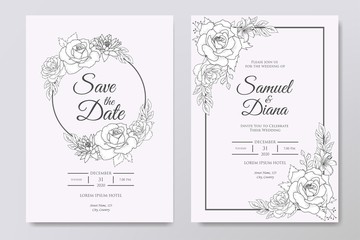 Hand Drawn Floral Wedding Invitation Template
