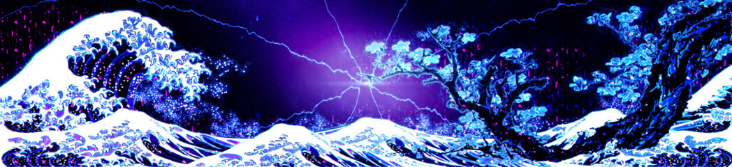 神奈川沖浪裏＆桜　サイバーロングバージョン　その2