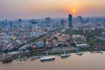 Phnom Penh view from Drone - obrazy, fototapety, plakaty