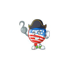 Calm one hand Pirate USA stripes balloon mascot design wearing hat