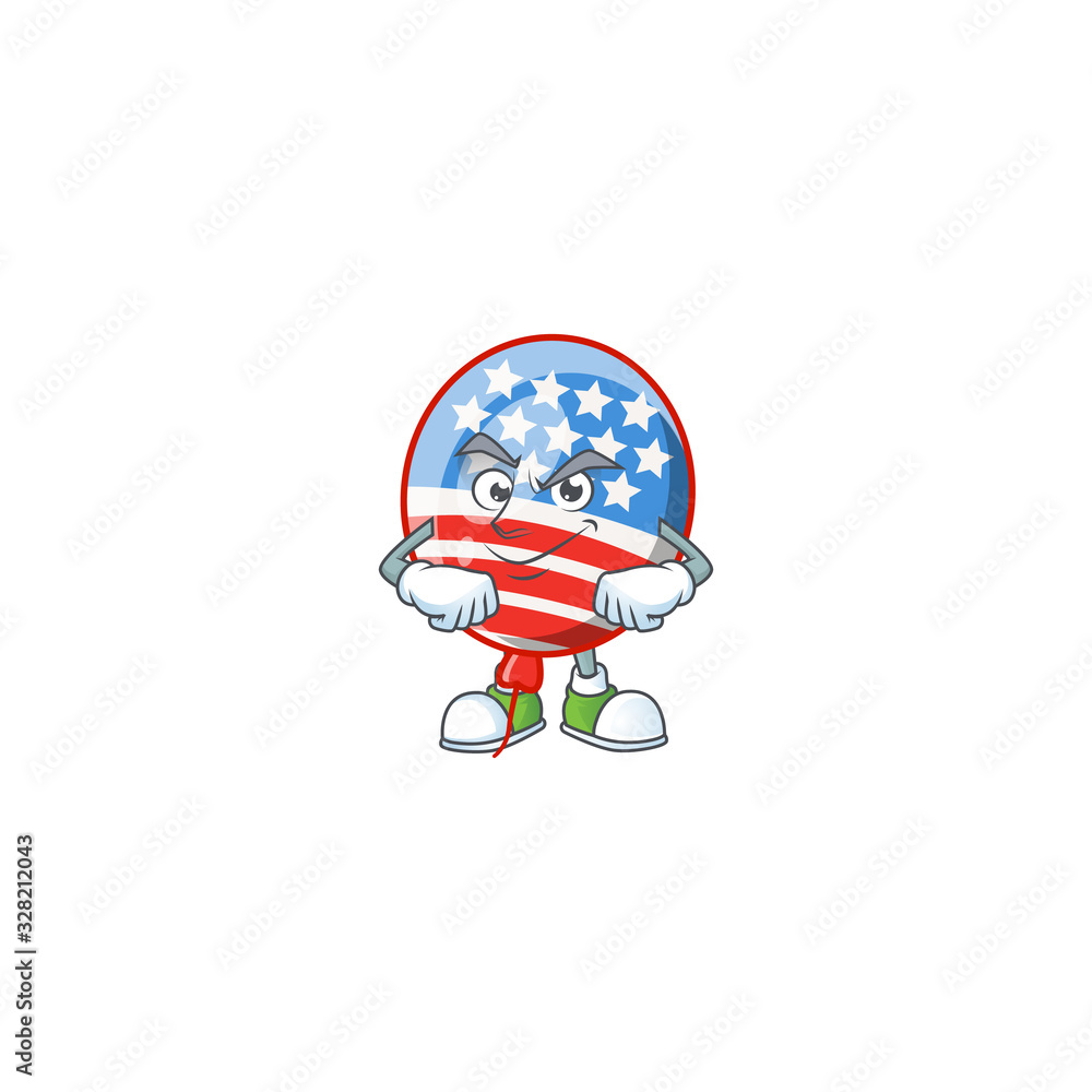 Wall mural usa stripes balloon mascot icon design style with smirking face