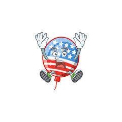 A picture of USA stripes balloon cartoon design with shocking gesture
