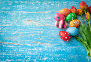 Beautifully colored eggs and patterns - obrazy, fototapety, plakaty