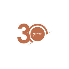 30 Years Anniversary Celebration Number Vector Template Design Illustration