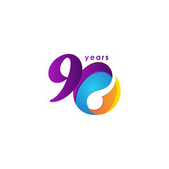 90 Years Anniversary Celebration Number Vector Template Design Illustration