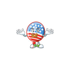 mascot cartoon character design of USA stripes balloon making a silent gesture