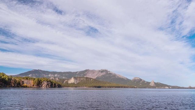 Time lapse of Sinyuha Mountain and Okzhetpes rock in autumn season; Burabay, Kazakhstan