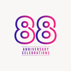 88 Years Anniversary Celebration Number Vector Template Design Illustration