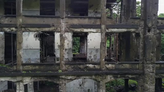 Corregidor Mid Barracks Profile view sliding to the right. Drone footage.