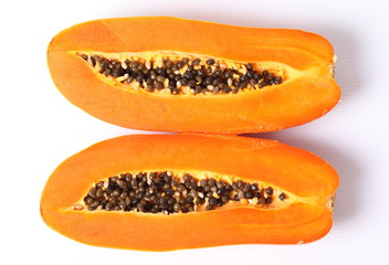 Papaya on white background