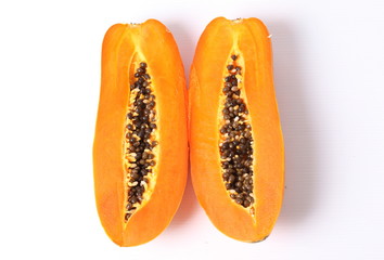 Papaya on white background