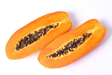 Papaya on white background
