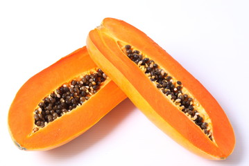 Papaya on white background
