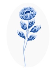 classic blue flower element for wedding invitation, women's day, greeting card, floral tags, flower shop product labels, flower logo, floral icon, or women's day poster. color of the year theme