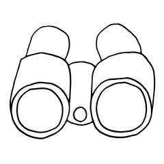 Binoculars hand drawn outline doodle icon. Optical and spy equipment, search, watch or hiking, camping concept.