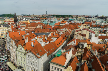 Fototapeta na wymiar Orange color roof houses in Prague Czech Republic