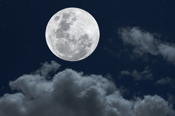 Naklejka na ściany i meble Full moon on the sky with blurred cloud.