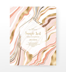 Blog template with marble texture and gold foil stripes.
