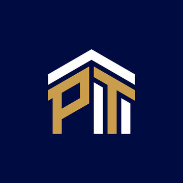 Initial Letters PT House Logo Design