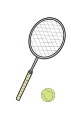 Tennis racket and tennis ball. Illustration on a white background.