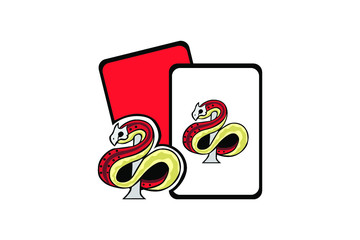 Vector illustration of a poker card with a Snake Clover symbol