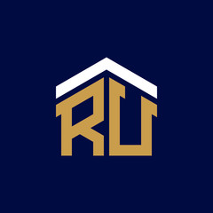 Initial Letters RU House Logo Design