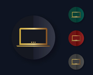 Laptop icon on gold color