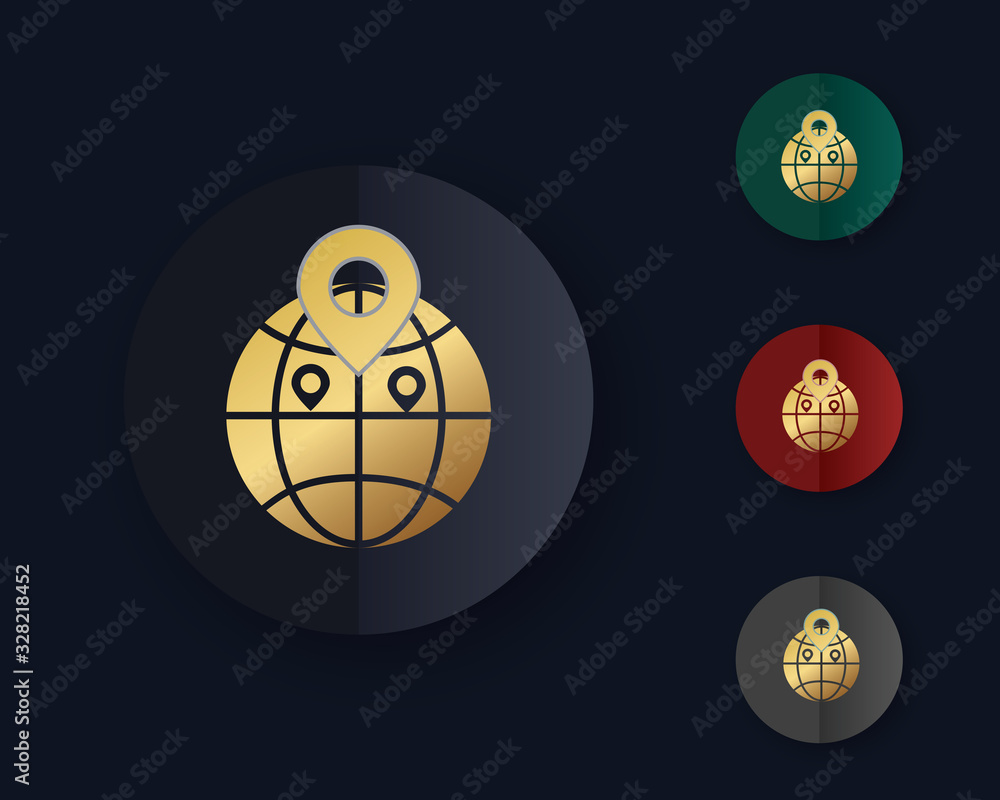 Poster globe with pointer vector icon