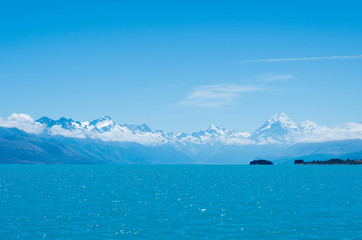뉴질랜드 푸른하늘과 아름다운 호주와 빙산과 야생화