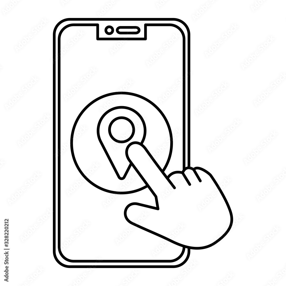 Poster isolated gps mark inside smartphone and hand vector design