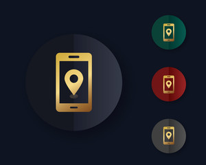 GPS pin on mobile phone screen icon 
