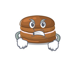 Chocolate macaron cartoon character style having angry face