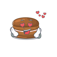 Romantic falling in love chocolate macaron cartoon character concept