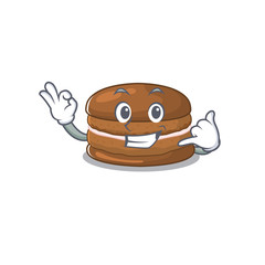 Call me funny chocolate macaron cartoon character concept