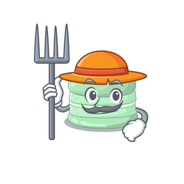 Happy Farmer pistachio macaron cartoon picture with hat and tools