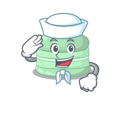 Pistachio macaron cartoon concept Sailor wearing hat