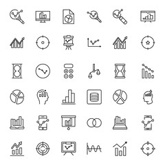 Analytics line icon set.